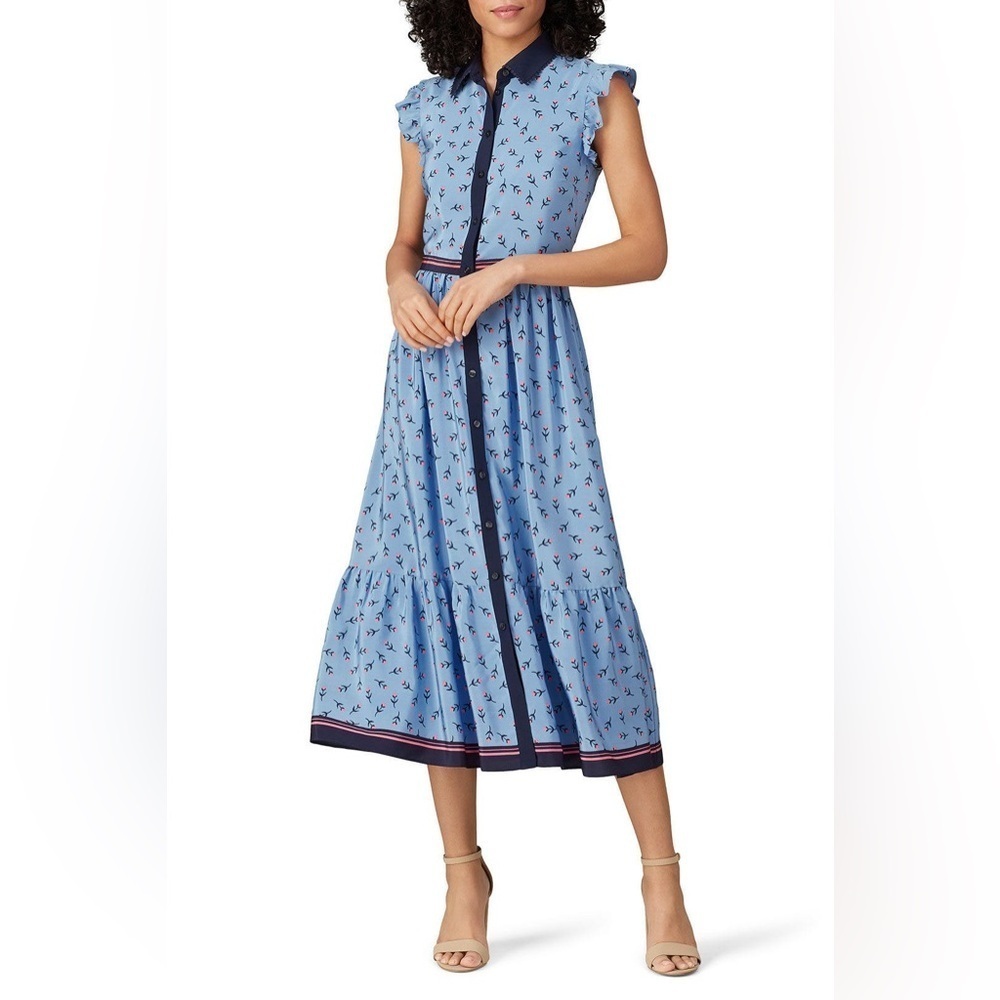 Draper James Silk Flutter Sleeve Patio Shirt Dress Size 10